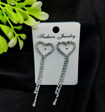Imported Heart Drop Long Earrings