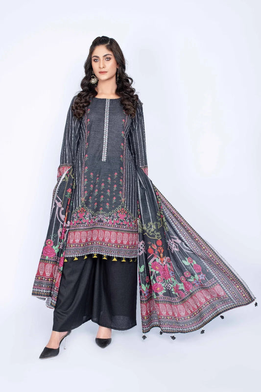 Bin Saeed Black Shemray Printed Lawn 3 Piece