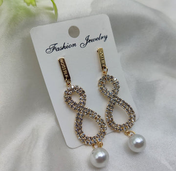 Imported Infinity Charm Pearl Drop Earrings