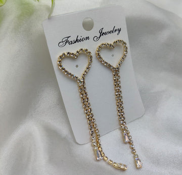 Imported Radiant Heart-Shaped Dangle Earrings with Crystal Detailing