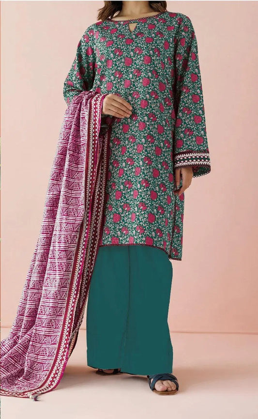 3 Piece Unstitched Printed Lawn Suit