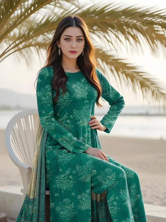 Emergreen Printed Women's Unstitched Printed Lawn 3-Piece Suit Set