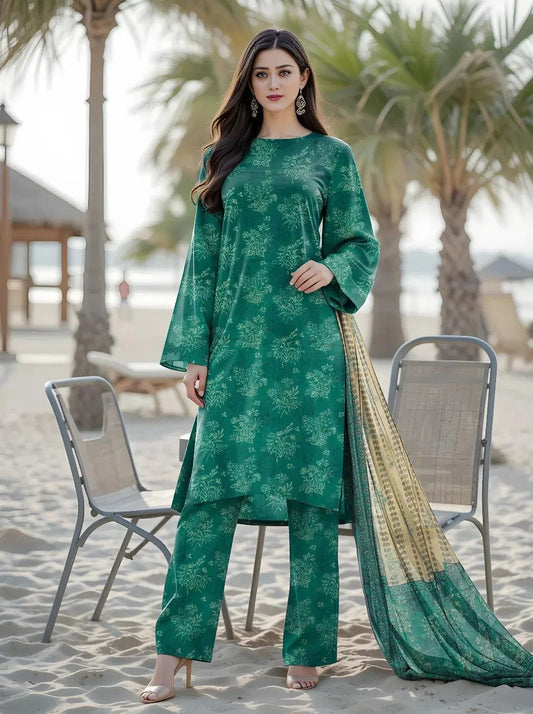Emergreen Printed Women's Unstitched Printed Lawn 3-Piece Suit Set