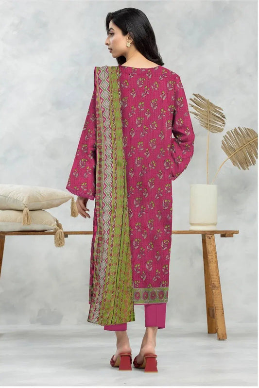 3 Piece Suit Unstitched Printed Dobby Lawn