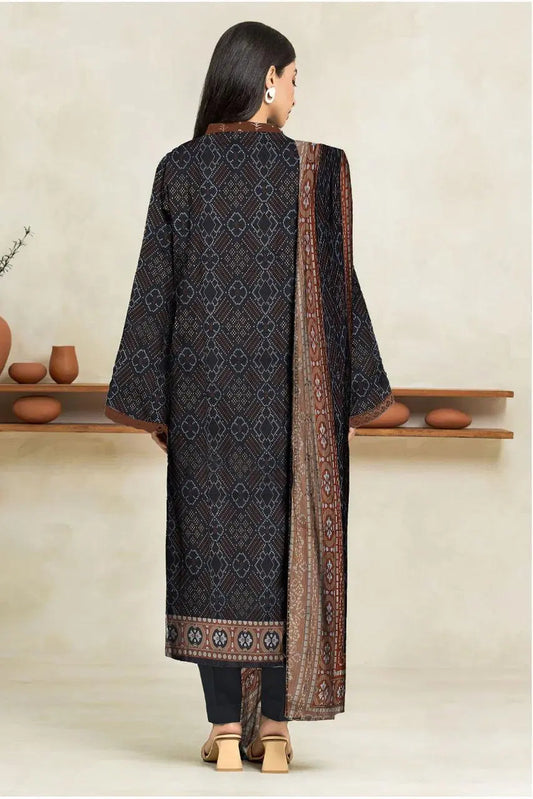 3 Piece Suit Unstitched Printed Dobby Lawn
