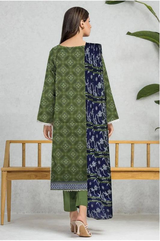 3 Piece Suit Unstitched Printed Dobby Lawn
