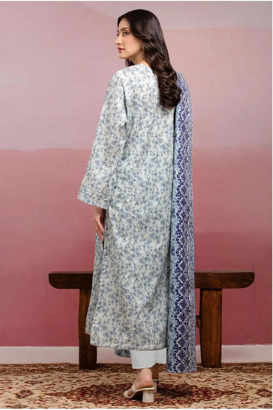 3 Piece Suit Unstitched Printed Dobby Lawn