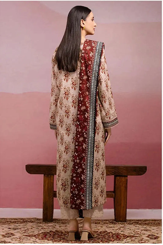 3 Piece Suit Unstitched Printed Dobby Lawn