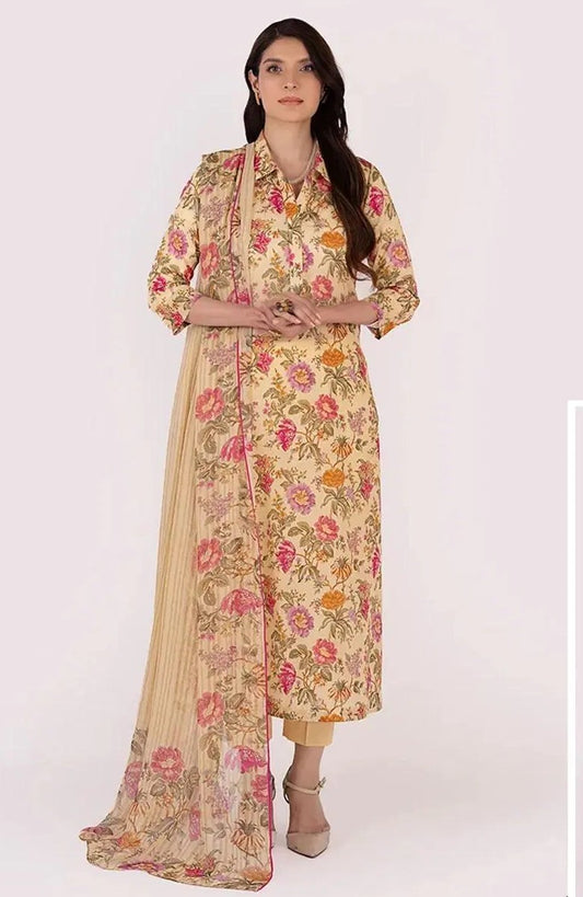 3 Piece Unstitched Printed Lawn Suit