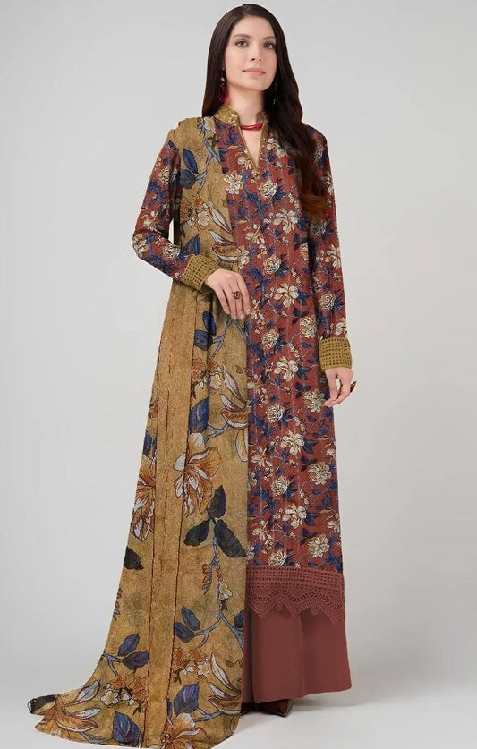 3 Piece Unstitched Printed Lawn Suit