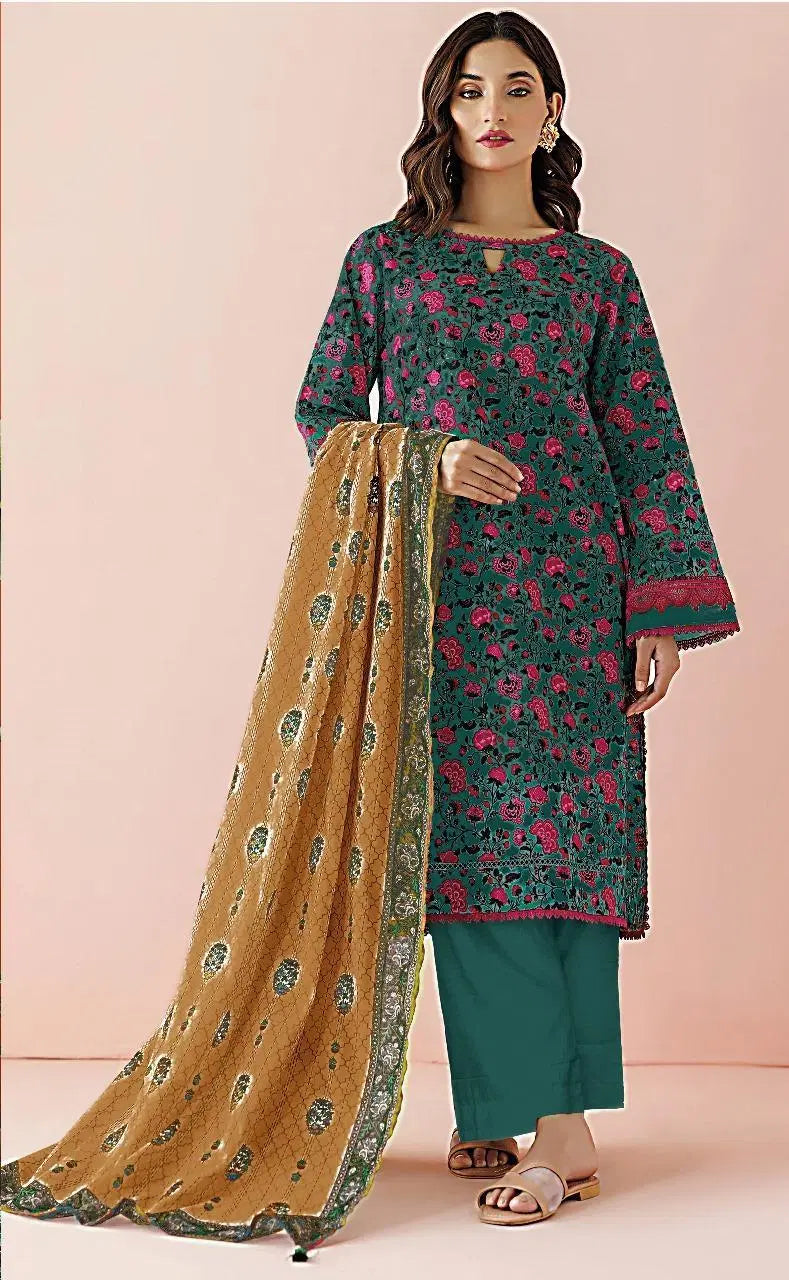 3 Piece Unstitched Printed Lawn Suit