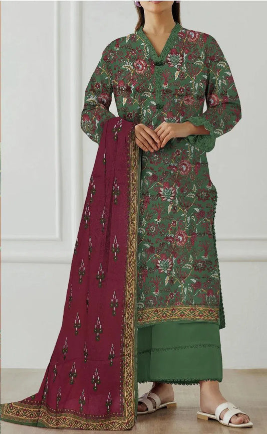 3 Piece Unstitched Printed Lawn Suit