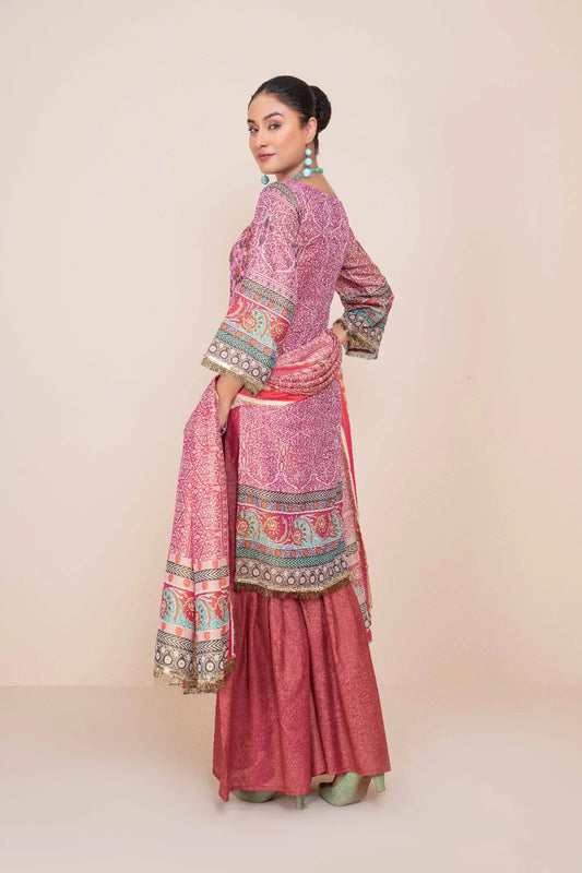 Lime Light Gold Printed Lawn 3 Piece