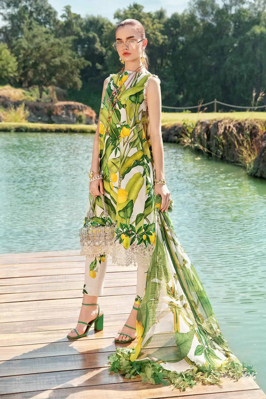 3-Piece Suit Off-White Unstitched Printed Lawn