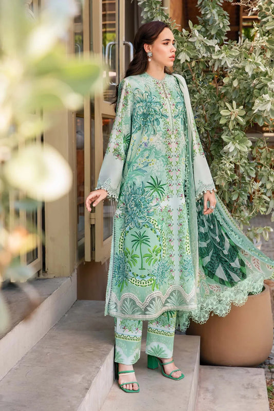 3-Piece Suit Green Unstitched Printed Lawn