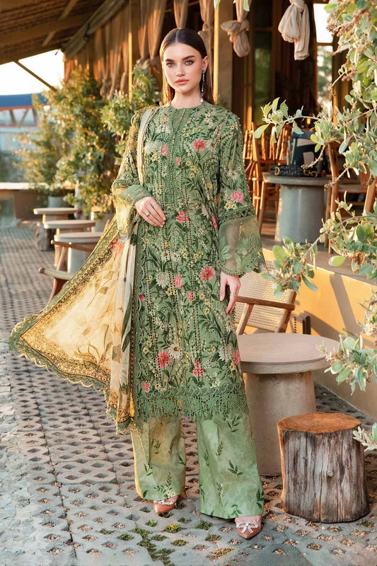 3-Piece Suit Emerald Green Unstitched Printed Lawn